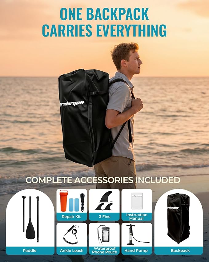 11'x34 Inflatable Paddle Board for Adults Youth, Extra Wide 430LBS Capacity SUP, Stable 2-3 Person Family for Lake Ocean Fishing Surfing Yoga, Includes Accessories