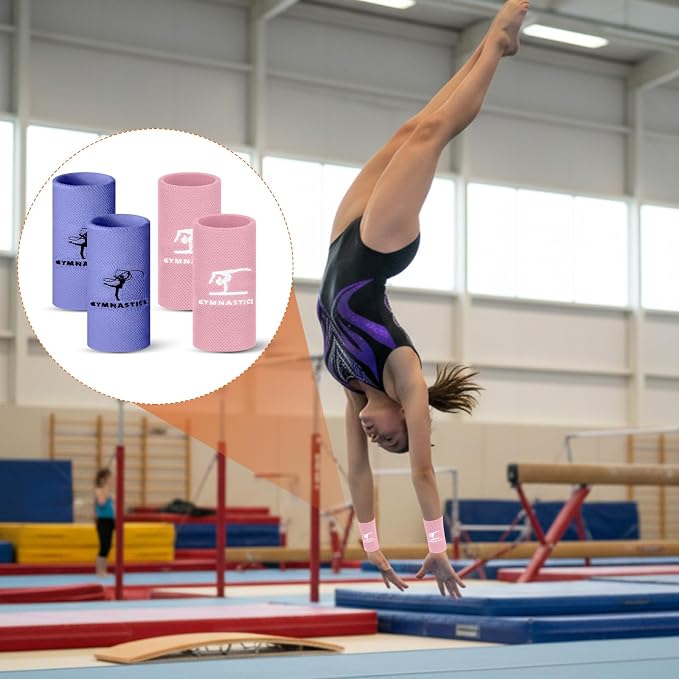 WinnerWhy 2 Pairs 5.25 Inch Gymnastics Wristbands for Grips Comfortable Cotton Wrist Bands Sweat Band Extra Lengthen Long Gymnastics Wrist Sweatbands for Female Gymnasts