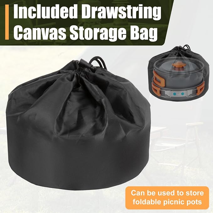 Large Camp Kitchen Organizer with Paper Towel Holder,Hanging Camping Storage Organizers with Metal Hook, Camping Utensil Bag for BBQ Cooking Essentials, With a Canvas Bag for Picnic Pot, Black