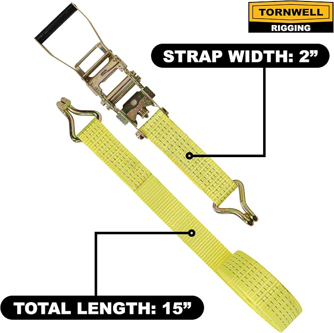 6 Pack 2" x 15' Ratchet Tie Down Straps, Heavy Duty Cargo Straps with J Hooks and Comfort Handles, 5,000 lb Break Strength, 1,670 lb WLL for Trucks and Trailers