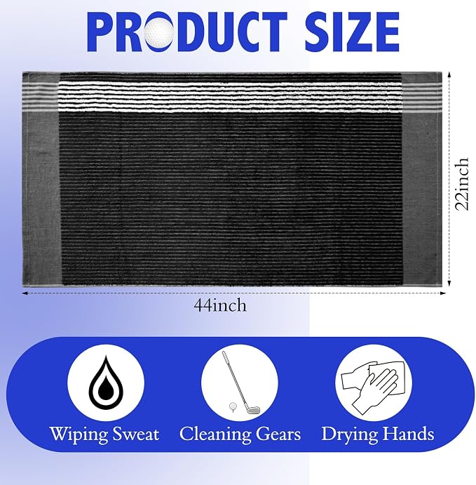 Buryeah Golf Towel 22 x 44 Inch Cotton Golf Caddy Towel Camping Large for Caddies Golfers Tour Players Club with Stripe