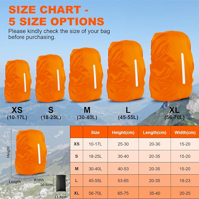 LAMA Waterproof Rain Cover for Backpack, Reflective Rucksack Rain Cover for Anti-Dust/Anti-Theft/Bicycling/Hiking/Camping/Traveling/Outdoor Activities,S Size (for 18L-25L Backpack), 1 Pcs Orange