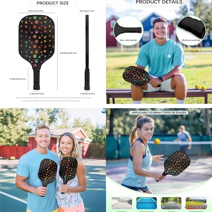Pickleball Paddles Set 3PCS Pickleball Paddle Case Pickleball Racket Pickleball Bag Ideal for Beginners Gifts