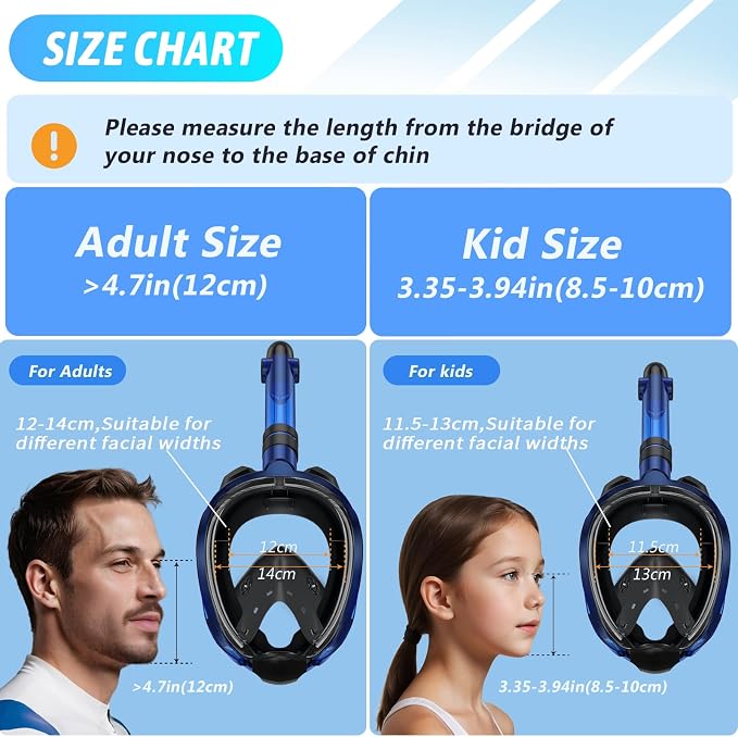 Greatever G2 Full Face Snorkel Mask for Adults Kids, 2 Pcs Snorkeling Set with Foldable Design, Dry Top System, 180° Panoramic View, Anti-Fog & Anti-Leak, Safe Breathing with Camera Mount Included
