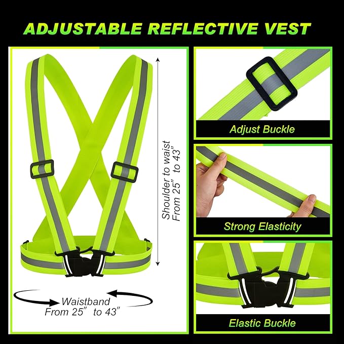 Hercicy 80 Pcs Reflective Vest High Visibility Safety Vests, Adjustable Running Gear Straps Lightweight Reflector for Construction (Yellow)
