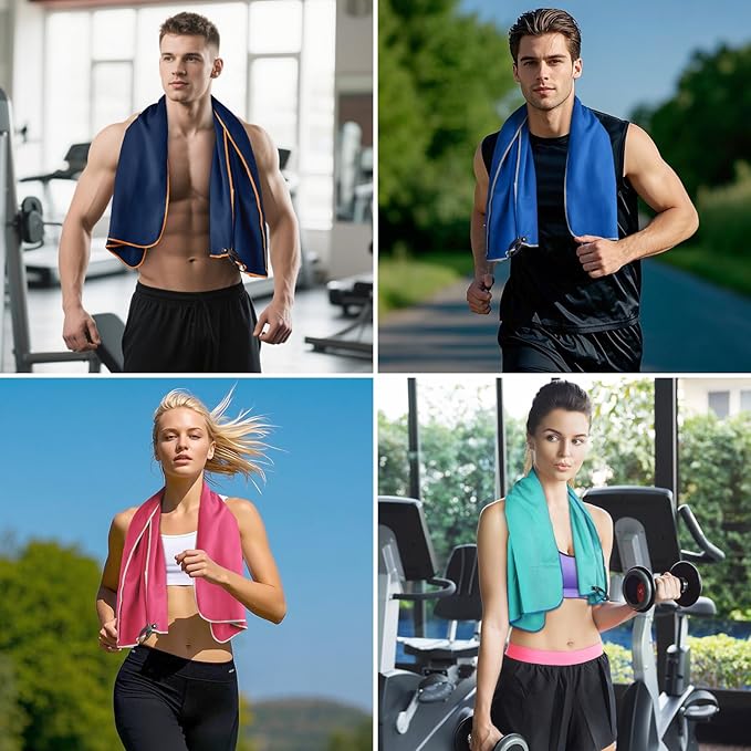 Sfee 4 Pack(8Pcs) Microfiber Travel Towel, Quick Dry Towel Camping Towel Super Absorbent Compact Lightweight Sports Towel Swim Gym Beach Towels Set for Gym, Hiking, Pool, Backpacking, Bath, Yoga