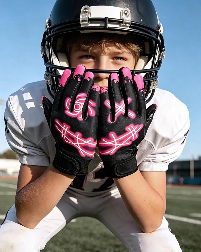 RIGWARL Football Gloves Adult Men, Youth Kids Football Gloves with Super Sticky Grip, Receiver Glove Adult Youth Kids Best Gift for Father‘s Day