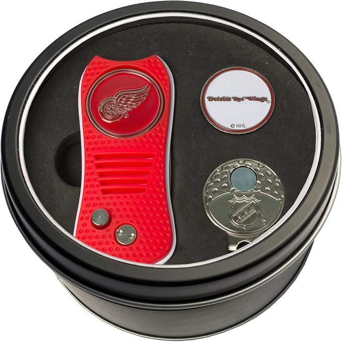 Team Golf NHL Gift Set Switchblade Divot Tool, Cap Clip, & 2 Double-Sided Enamel Ball Markers, Patented Design, Less Damage to Greens, Switchblade Mechanism
