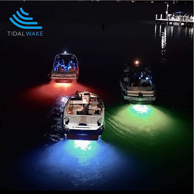 Tidal Wake IP68 LED Underwater Boat Drain Plug Light, Fits 1/2" NPT Threaded Drain, No Holes to Drill! Ultra-Bright Underwater Marine Lighting in Minutes! for Cruising, Fishing, Swimming (Green)