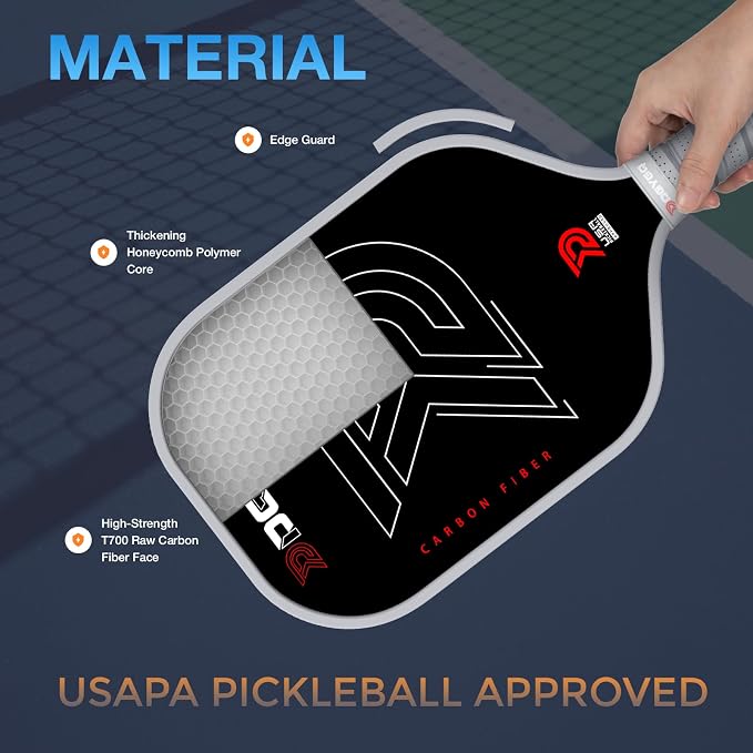 DGYGQ Pickleball Paddles with Polypropylene Honeycomb Core, T700SC Power Carbon Fiber Pickleball Paddle, Increased Power for Ultimate Spin & Consistency