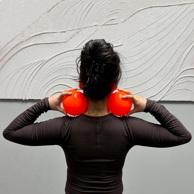 Massage Ball Smooth Ball Set (Pair) – Adjustable Firmness Massage Roller Ball for Back and Neck Massage -to Sensitive Soft Tissue Deep Muscle Gentle Relief (Orange)