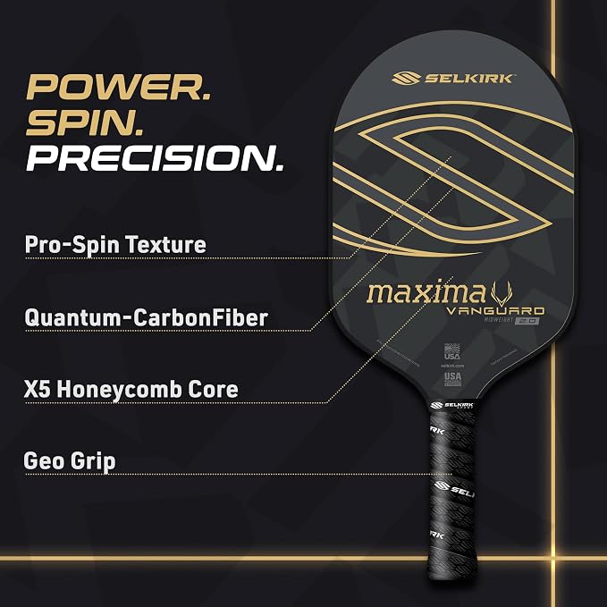 Selkirk Sport Vanguard Hybrid Pickleball Paddle | Carbon Fiber Pickleball Paddle with a Polypropylene X5 Core | Pickleball Rackets