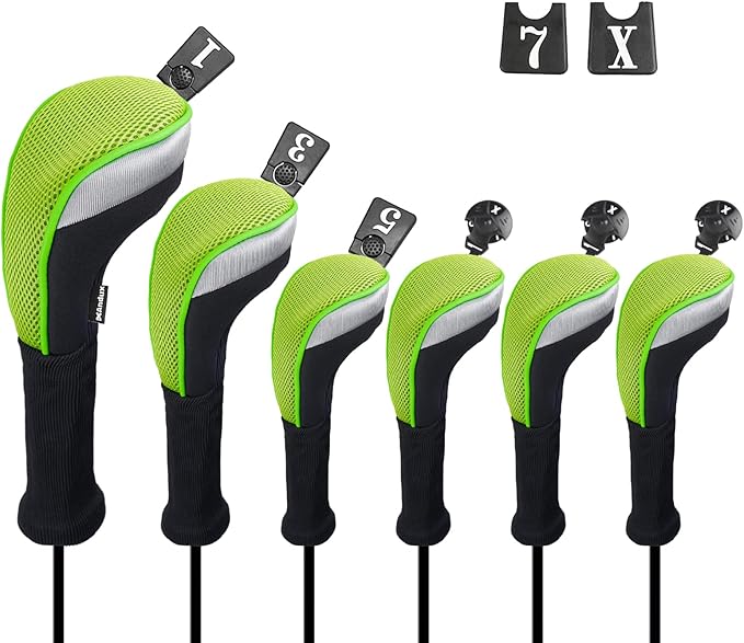 Andux 6pcs/Set Golf Club Head Covers Woods Hybrid Long Neck | 3 Hybrid Club Head Covers + 3 Woods Club Head Covers