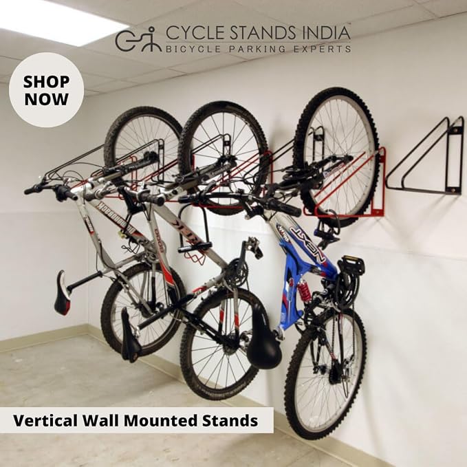 No Lift Vertical Bike Hanger Simple & Secure Space Saving Bike Wall Mount for Garage & Commercial Use Bicycle Holder for Mountain and Road Bikes - Blue, Pack of 2