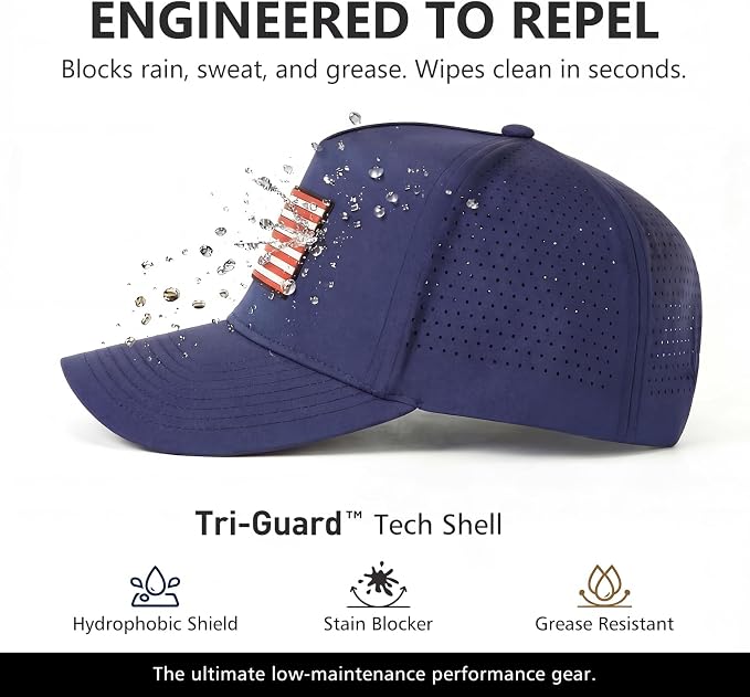 TOP-EX Performance Baseball Hat for Men Water Resistant Golf Cap Running Cooling Snapback Laser Perforated