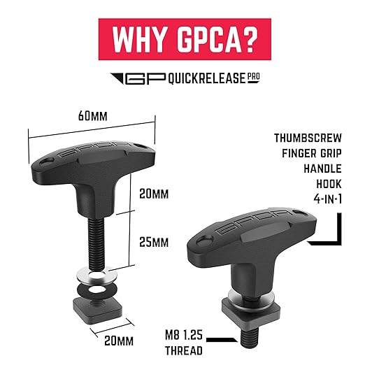 GPCA – Quick Release Hardtop Bolts, M8 25mm Thumbscrew for Ford Bronco & Jeep Accessories, Hardtop Removal, Cargo Tie Down & Cargo Hooks, D-Ring, 8 Pack (Black)
