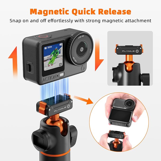 BRDRC Carrying Case & Tripod Kit for DJI Osmo Nano, 55" Magnetic Quick Release Selfie Stick Extension Rod Table Desk Portable Handle Grip Stand with Cold Shoe, Storage Bag Protective Case Hard Shell C