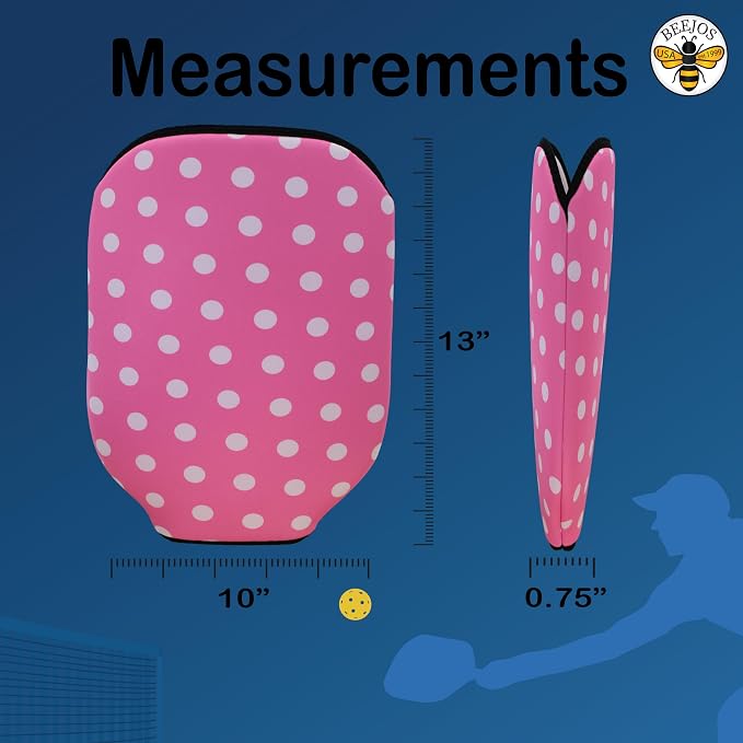 BeeJos Women's Polka Dot Collections: Premium Slip-On Pickleball Paddle Cover-Fits Standard Size Paddles-Zipperless (Paddle not Included) 6 Color Variations