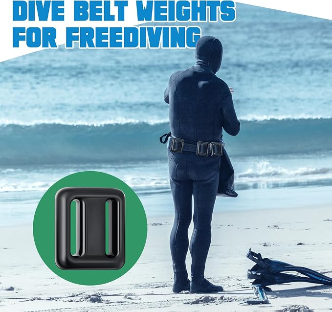 Tellegloww 4 Pcs Dive Weights Belt for Scuba Diving Coated Dive Weights Nylon Dive Belt with Metal Quick Release Buckle for Free Diving Spear Fishing