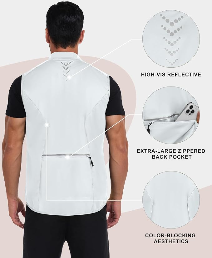 Little Donkey Andy Men's Water-resistant Outerwear Vests, Stretch Windproof Vest for Cycling, Running, Golf