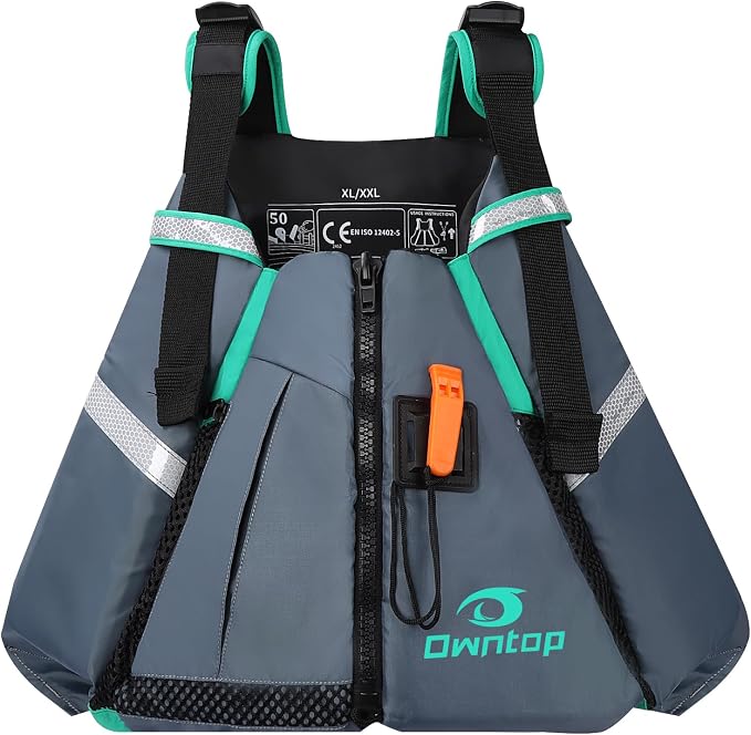 Owntop Adult Swim Vest - Adjustable Safety Strap & Premium Buoyancy for Paddle Sports, Kayaking, Canoeing, Boating