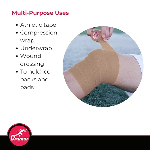Cramer Eco-Flex Self-Stick Stretch Tape, Beige, 2" x 6 yds, Cohesive Athletic Bandage, Athletic Trainer Flexible Sports Underwrap, Easy Tear Vet Wrap for Pets, Self Adhesive Bandage Roll, 24 Rolls