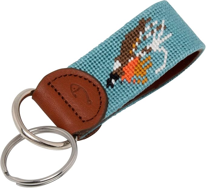 Leather Hand-Stitched Needlepoint Key Fob or Key Chain