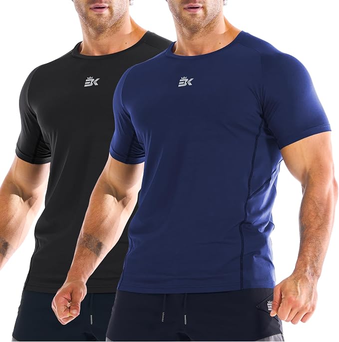 BROKIG Men Fitted Workout Gym Shirts-Lightweight Muscle T Shirts,Moisture Wicking Short Sleeve Tops for Running