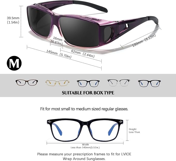 LVIOE Over Glasses Sunglasses Wrap Around Polarized Sunglasses for Men Women Fit Over Prescription Glasses with UV Protection