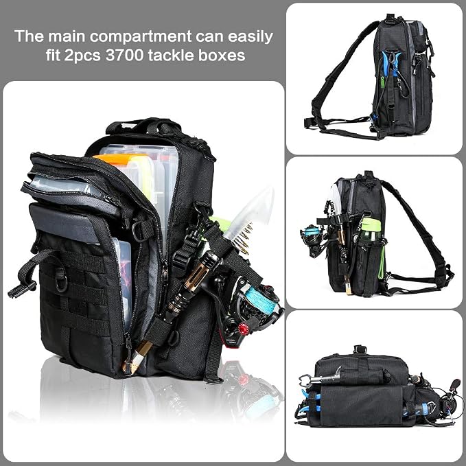 BLISSWILL Outdoor Tackle Bag - Large Water-Resistant Fishing Backpack
