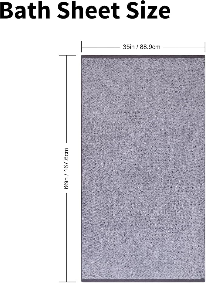 Everplush Diamond Collection Extra Large Bath Sheet Towel – 1 PK, Super Soft & Highly Absorbent, Quick-Drying & Oversized, Perfect for Bathroom, Pool, Swimming Use (Grey, 35" x 66" 1PK)