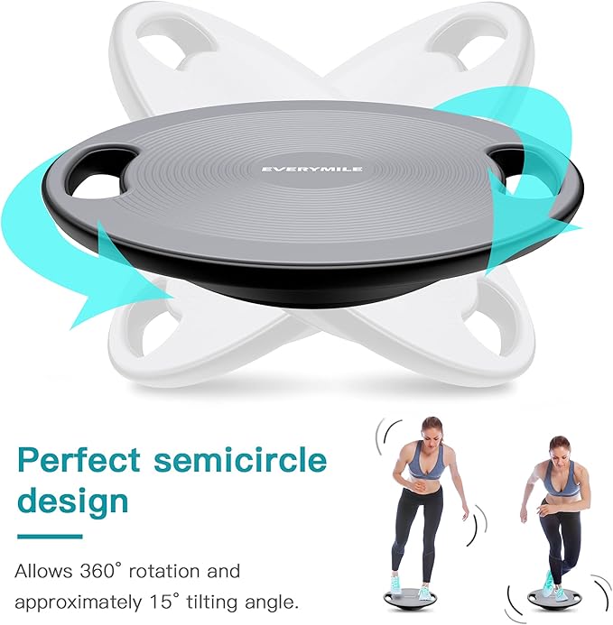 Wobble Balance Board, Exercise Balance Stability Trainer Portable Balance Board with Handle for Workout Core Trainer Physical Therapy & Gym No-Skid Surface
