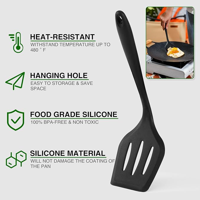 Wesqunie Camping Essentials Cookware Cooking Utensils Set - Portable Camp Kitchen Mess Kit Outdoor Accessories, Stainless Steel & Silicone, Camping Gear Equipment for RV Picnic Grill, 14PCS Black