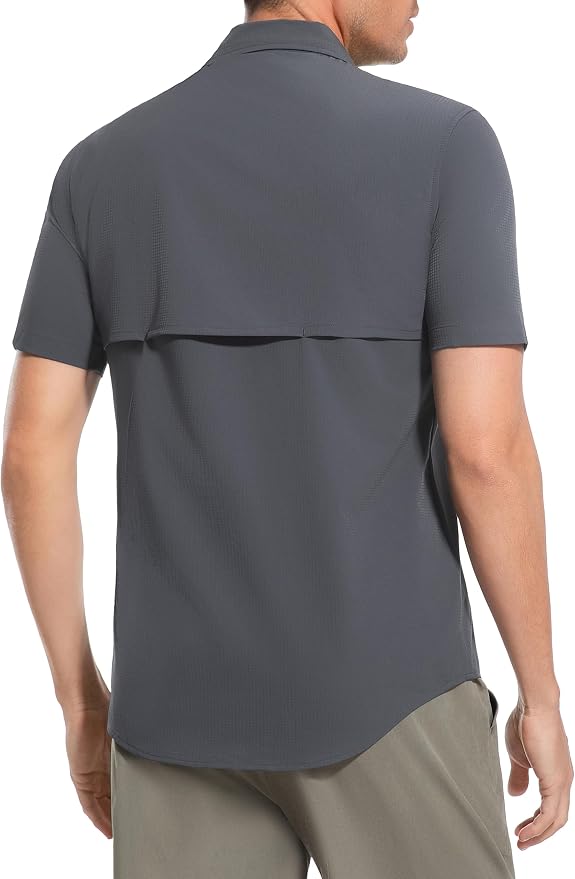 Men's Outdoor Sun Protection Shirts Short Sleeve Quick Dry Lightweight Breathable UPF50 Hiking Fishing Travel Camping