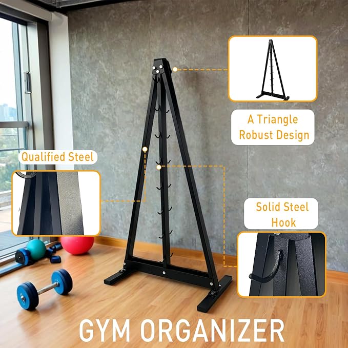 BLUSLM Lat Pull Down Bar Gym Accessory Rack, Lat Pulldown Attachments Cable Attachment Storage Rack for Mag Grip - Home Gym Fitness Heavy Duty A-Frame Stand