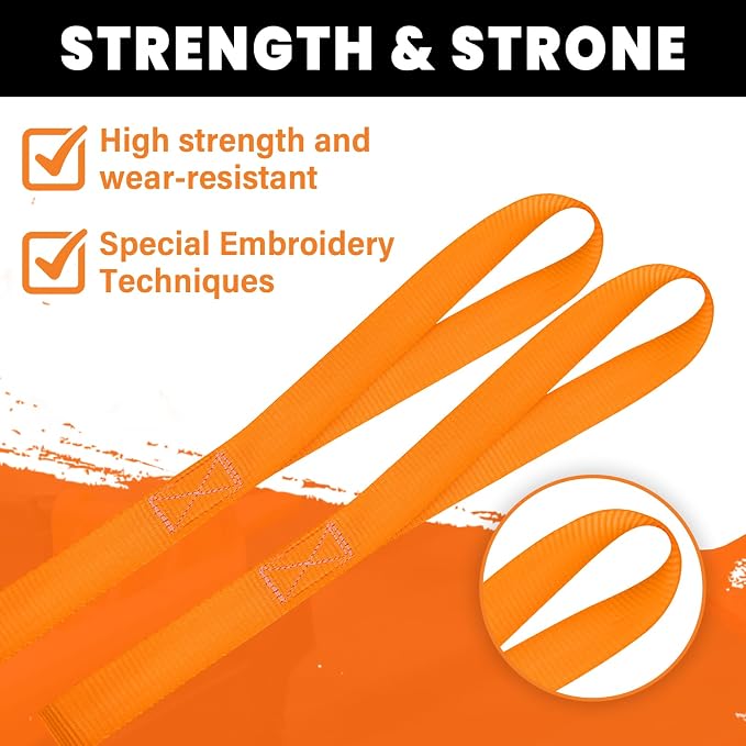 1" x 10' Self Retracting Ratchet Straps (2-Pack) - Orange Heavy Duty Tie Downs with Auto-Retract, 1540lb Break Strength for Truck, Motorcycle, ATV, UTV, Cargo Trailer
