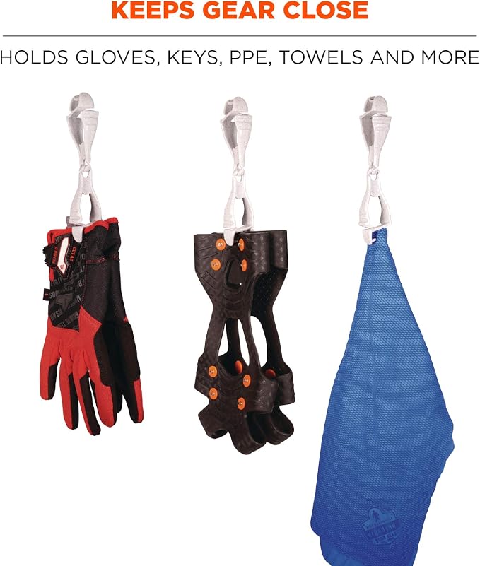 Ergodyne Squids 3400 Glove Clip Holder with Dual Clips, Granite, 100-Pack