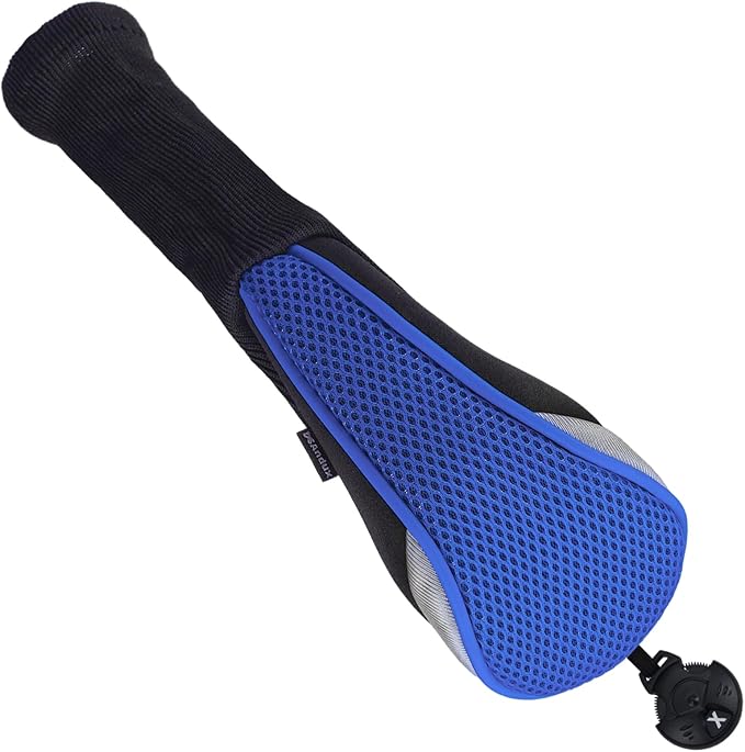 Andux 3pcs Long Neck Golf Hybrid Club Head Covers Dial No. Tag CTMT-02 | Mesh Breathable material | all the Same Size | Coloured Piping | Pull-On Closure