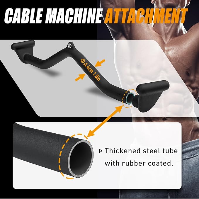 BLUSLM Lat Pull Down Bar T bar Row Attachment, V Bar Tricep Lat Pulldown Attachments, Back Strength Training Bar for Home Gym Exercise Cable Machine Attachments