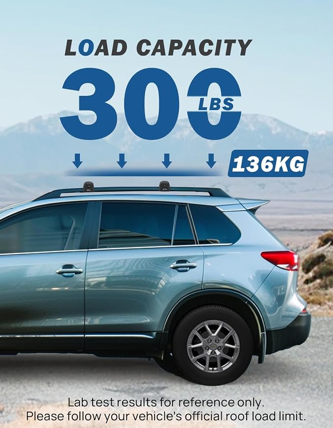 JOYTUTUS Roof Rack Cross Bars Compatible with Toyota RAV4 2013-2018 with Side Rails, Aluminum Anti-Rust Car Cross Bar for Rooftop Cargo Carrier Bag Kayak Bike Snowboard