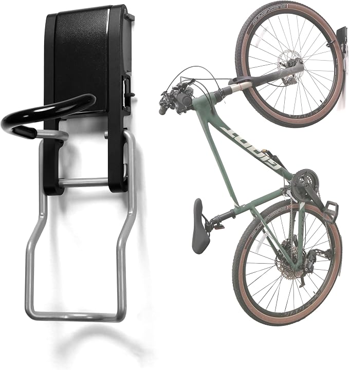 Bike Hook 2 Pack, Max 3 Inch for Mountain Bike eBike, 110 lbs Weight Capacity, with Extra Helmet Hook, Heavy duty Wall mount Bicycle Rack for Garage Storage
