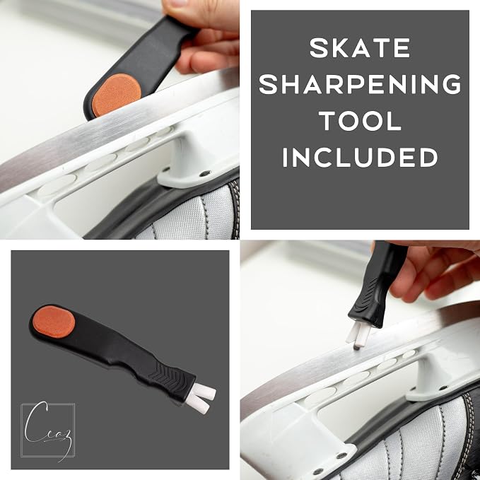 Ceaz Figure Skating Spinner - Off Ice Training Aid to Practice Spinning for Ice Skaters, Ballet, Gymnastics and Dance - Includes Skate Sharpening Tool