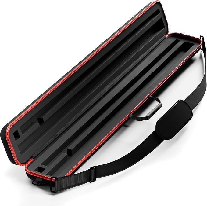 Casemaster Parallax Pro 2x2 Pool Cue Case, Holds 2 Butts and 2 Shafts, Foam-Padded Pool Stick Case, Water-Resistant 600D Oxford Fabric, Lightweight with Accessory Pocket