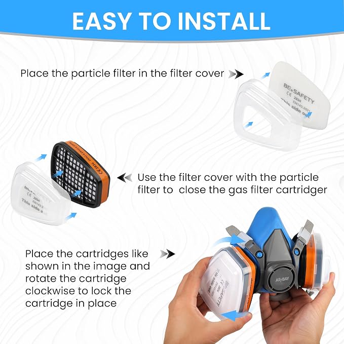 Reusable Respirator Mask with A1 & P2 Filters for Dust,Gas,Painting, Woodworking, Sanding, Construction,Clearning