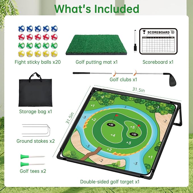Golf Chipping Game - Portable Golf Practice Set for Indoor & Outdoor Lawn Play! Enjoy Backyard, Beach & Office Parties - Fantastic Golf Gifts for Men+ Golf Club