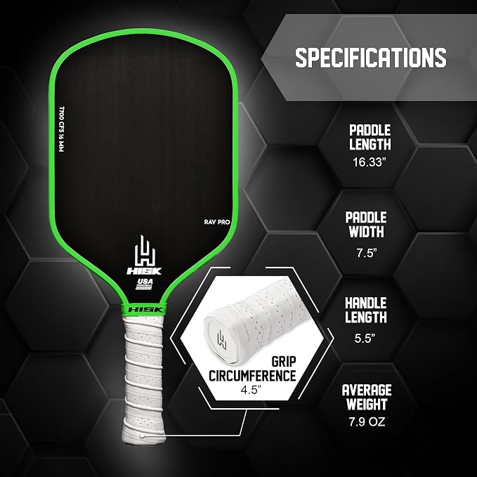 RAV PRO Pickleball Paddle - Ultimate HIGH END 16mm Japanese Toray T700 Raw Carbon Fiber CFS w/Excellent GRIT Roughness Texture, Aero Dynamic Curve, USAPA Approved, Non Slip Grip