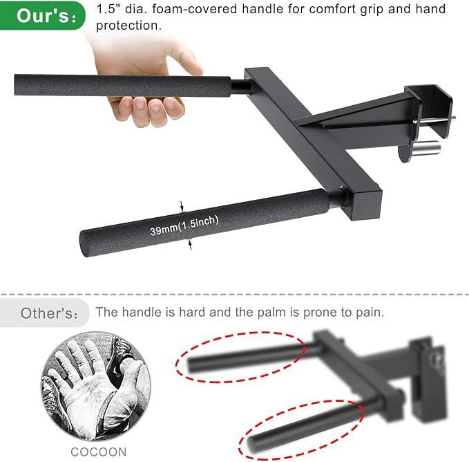 SELEWARE Squat Rack Attachment, Y-Shaped Dip Bar Attachment, Nordic Hamstring Curl Attachment and Lever Arms for 2x2 or 3x3 Power Rack with 5/8" or 1" Hole, Power Cage Accessories for Home Gym