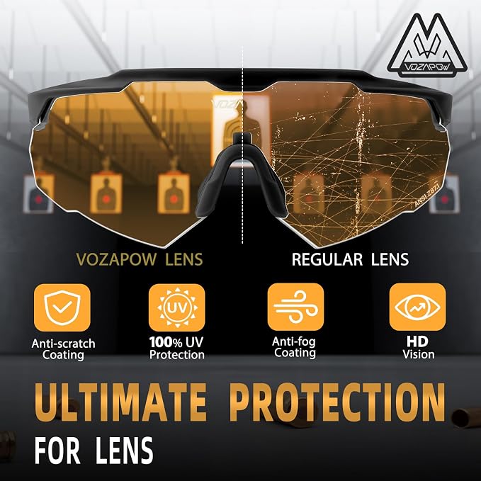 Shooting Glasses Anti Fog with High Definition Lenses, ANSI Z87+ Certified Tactical Safety Glasses for Men Women