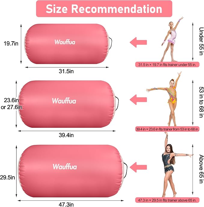 Gymnastic Air Barrel, Inflatable Tumble Track, Tumbling Mat, Roller Octagon Trainer for Back Handspring and Back-bend for Home, Gym, No Pump