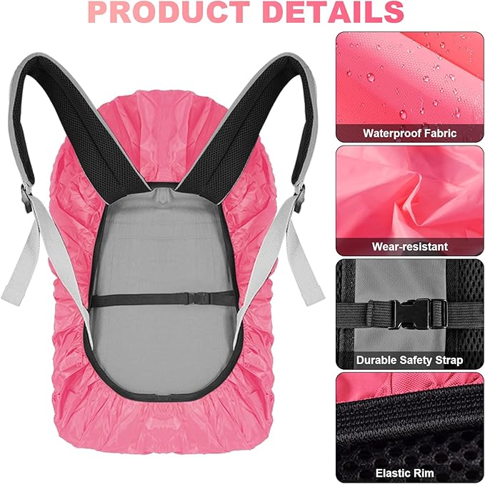 LAMA Waterproof Backpack Rain Cover, Reflective Rucksack Rain Cover for Anti-Dust/Anti-Theft/Bicycling/Hiking/Camping/Traveling/Outdoor Activities,XL Size (for 56L-70L Backpack), 1 Pcs Pink